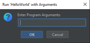 Intellij Run with Arguments dialog